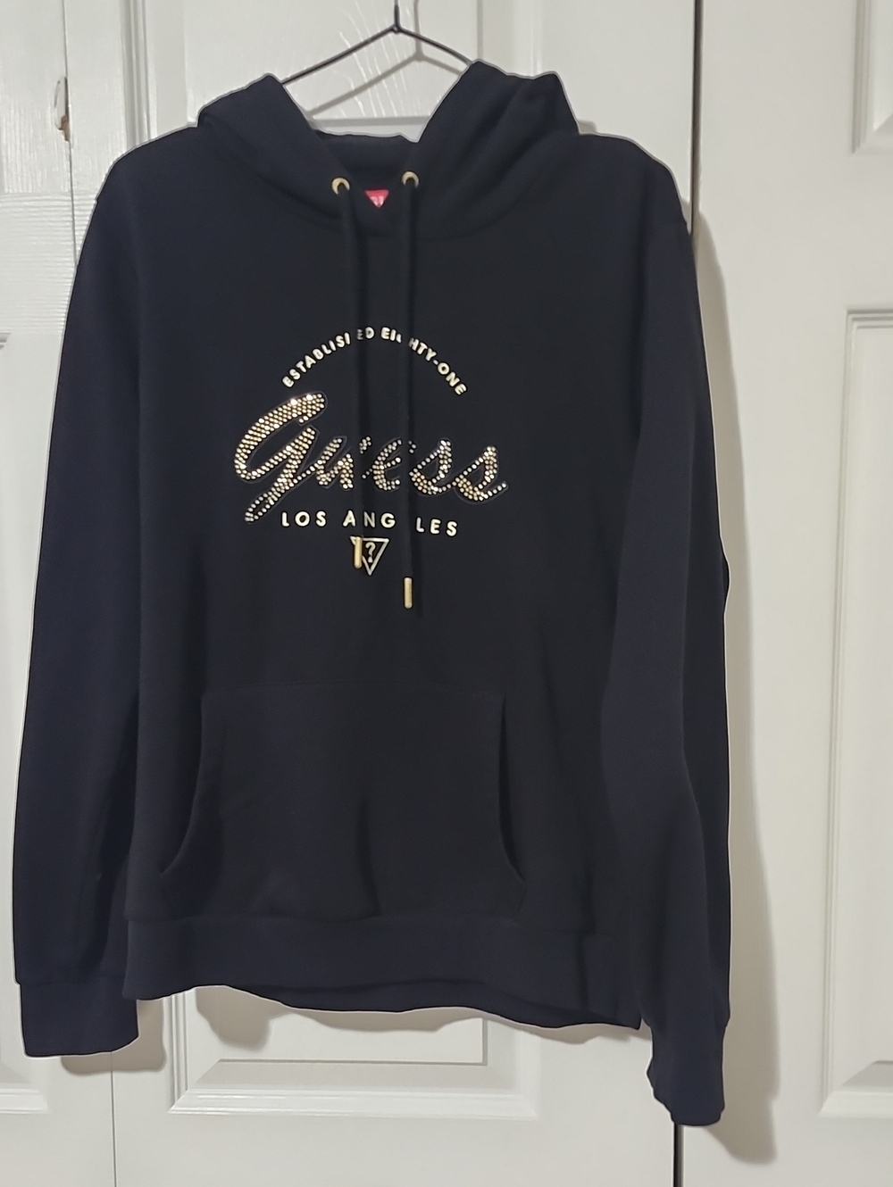 Guess Navy Crewneck Hoodie with Gold Logo